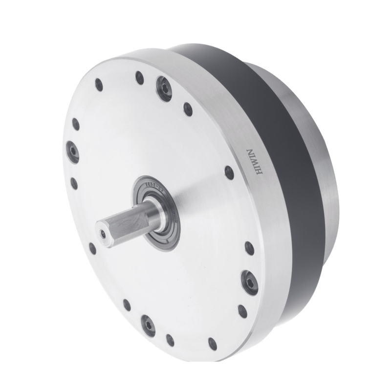 A metallic, circular industrial component with a central shaft, multiple screw holes around the edge, and a black band, set against a plain white background.